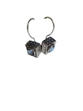 Silver Blue Stone Drop Earrings
